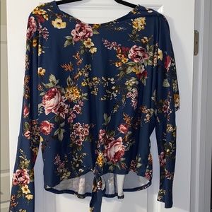 Blue Foral Long Sleeve Shirt